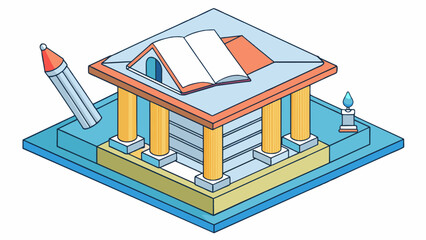 Poster - The essay was akin to a meticulously constructed building with a strong foundation of research and evidence and carefully crafted paragraphs forming. Cartoon Vector