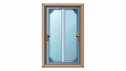 Fototapete - The door was made of glass with a delicate design etched onto its surface. The handle was made of brushed steel cool to the touch.. Cartoon Vector