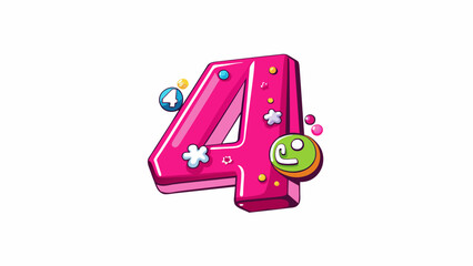 Aufkleber - The fourth letter was different from the rest made out of glossy slick paper. Its bright pink color stood out and the used of bold playful fonts. Cartoon Vector