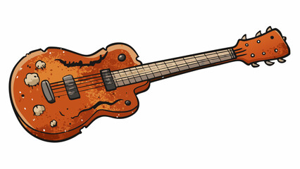 Poster - The guitars tone was gritty and rough with a scratchy sound emanating from its taut worn strings as the musician plucked out a melancholy tune.. Cartoon Vector