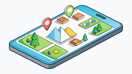 Fototapete - The navigation app acted like a digital guide with a map display and stepbystep instructions for reaching a desired destination. Its userfriendly. Cartoon Vector