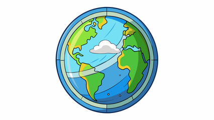 Poster - The outer layer of the Earths atmosphere is a thin protective shield of gases protecting us from the harsh conditions of space.. Cartoon Vector
