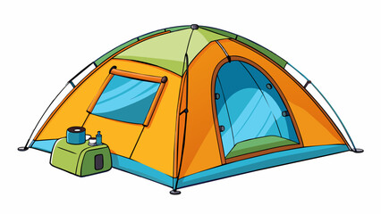Poster - The perfect camping tent is lightweight waterproof and easy to set up with enough room for a small family and their gear.. Cartoon Vector