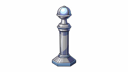 Poster - The post is smooth and sleek coated in a gleaming silver finish. It stands straight and tall with a rounded top that seems to invite a bird to perch. Cartoon Vector