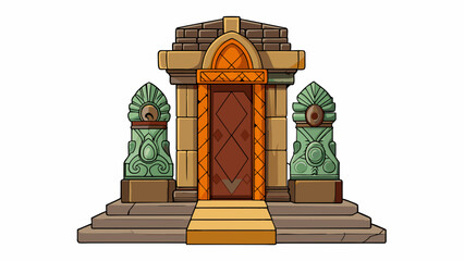 Aufkleber - The post is made of thick sy stone chiseled with intricate patterns and designs. It is not just a marker but a symbol of a past era standing proudly. Cartoon Vector