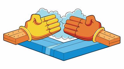 Poster - The principle of friction can be felt when rubbing your hands together as the rough surfaces create resistance and generate heat.. Cartoon Vector