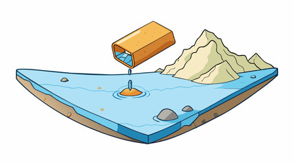 Poster - The principle of buoyancy can be seen when a lightweight object such as a cork floats on top of water while a heavier object like a rock sinks to the. Cartoon Vector