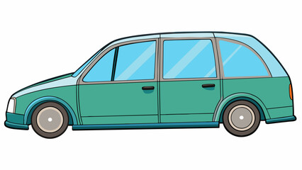 Canvas Print - The side of a car is a large flat panel that makes up one of the four outer surfaces of the vehicle. It may have windows mirrors and doors attached to. Cartoon Vector