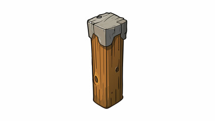 Poster - The target was a tall wooden post with a flat rectangular top. The post was weathered and worn with patches of chipped paint revealing the natural. Cartoon Vector