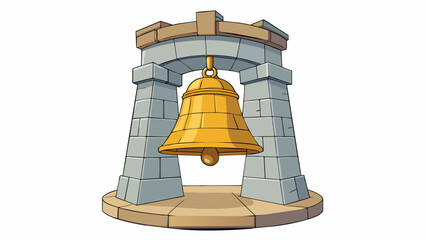 Fototapete - The sound of a ringing bell filled with clarity and resonance echoing through the empty halls of an ancient stone castle.. Cartoon Vector