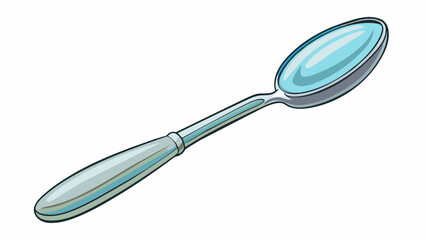 Poster - The Silver S This name represents a small delicate object made of shiny silver. It has a long slender handle with a small shallow bowl at the end. It. Cartoon Vector