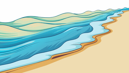 Aufkleber - The soft gentle waves lapping against the shore gave a tranquil and serene effect to the beach creating a peaceful atmosphere for beachgoers.. Cartoon Vector