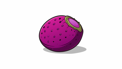 Poster - The third fruit is small and round with a deep purple skin that is slightly rough to the touch. When you bite into it the skin gives way to reveal a. Cartoon Vector