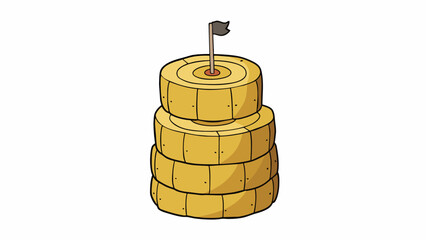 Poster - The target was a vertical cylindrical tower made of stacked hay bales. The bales were slightly misshapen and uneven with bits of hay sticking out from. Cartoon Vector