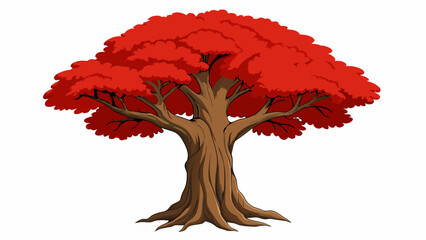 Fototapete - The tree was aged and ancient its massive trunk exuding wisdom and resilience. Its branches were gnarled and gnarled reaching out in all directions as. Cartoon Vector