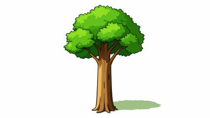 Fototapete - The tree stood tall and proud its towering height casting a comforting shadow on the ground. Its trunk was thick and sy with dark rough bark that. Cartoon Vector