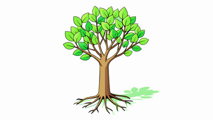 Fototapete - The tree was young and slender its smooth slender trunk rising up from the ground. The delicate oval shaped leaves were a soft shade of lime green and. Cartoon Vector