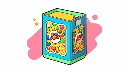 Fototapete - The type on the cereal box was playful and bubbly featuring bright colors and rounded letters that appealed to children.. Cartoon Vector