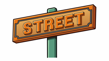 Aufkleber - The type on the street sign was plain and straightforward with tall sansserif letters that were easy to read from a distance.. Cartoon Vector