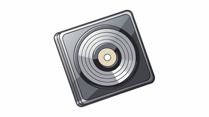 Poster - This record was shaped like a square and made of a reflective metallic material. It had a glossy finish and was light enough to hold with one hand.. Cartoon Vector