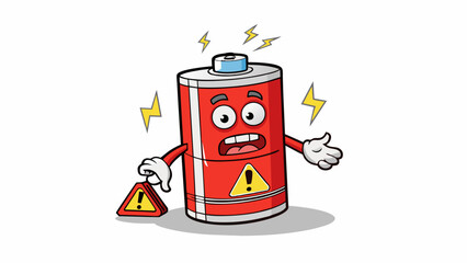 Poster - When a battery is overheated a pungent acrid gas can be detected indicating a potential danger.. Cartoon Vector