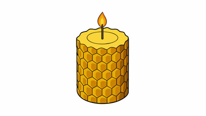 Poster - A allnatural beeswax candle rolled by hand and featuring a unique honeycomb texture. The wick is centered and straight allowing for a long even burn. Cartoon Vector