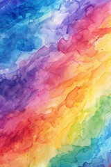 Naklejka na meble A lively watercolor background for Pride Day, featuring a blend of rainbow colors, fluid brushstrokes, and abstract cloud formations