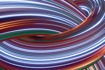 Poster - Colorful light trails forming abstract patterns.3d rendering