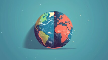 Earth global awareness flat design side view environmental theme animation Split-complementary color scheme