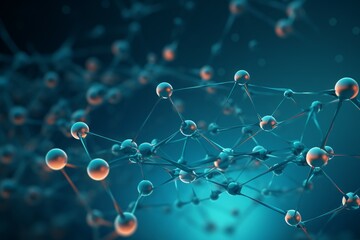 Poster - abstract digital network structure with connecting dots and lines on a blue background