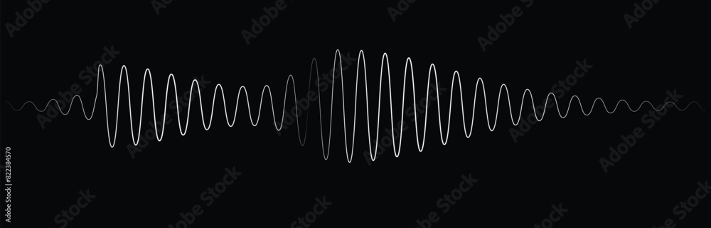Simple Sound Wave Line Radio Wave icon. Monochrome simple sound wave on whitet background ...