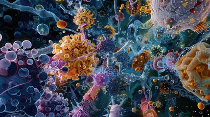 Wall Mural - Vivid artistic illustration of molecular interactions