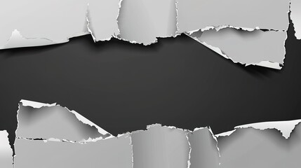 Poster - Dynamic contrast of torn paper revealing a dark background, ideal for layered designs and text placement