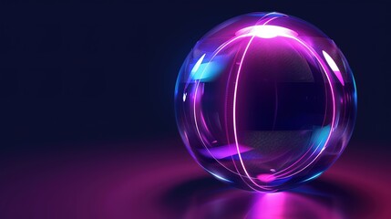Poster - Futuristic digital sphere with vibrant blue and purple lights - abstract technology concept
