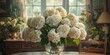 © Rachel Yee Laam Lai - lush white hydrangea with vase at home, ai