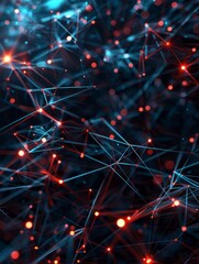Poster - Modern digital abstract 3D background. Can be used in the description of network abilities, technological processes, digital storages, science, education, etc. Copy space. Based on Generative AI