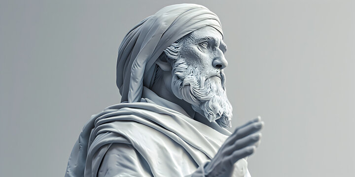 Heraclitus of Ephesus philosopher Image of a classic sculpture of the Greek philosopher on a plain