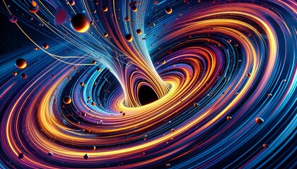 Wall Mural - The artistic image depicting the theory of relativity and warped space-time