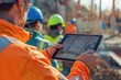 © Nognapas - Everyone needs to be on the same page. Shot of a group of architects using a digital tablet at a building site.