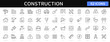 © warmworld - Construction thin line icons set. Builder, construction, tools, house repair, build, crane icon. Vector