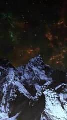 Wall Mural - vertical mountain range with green and orange space 4k loop features a mountain range with a space b