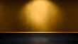 © Watercolor_Concept - Dark golden wall in an empty room with a concrete floor, Generative AI.