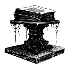 Enigmatic Vector Art of an Ancient Magic Tome: Unlock Mysteries, Spells, and Secrets from the Depths of History