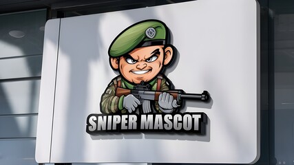 Wall Mural - Shooter Mascot Logo - Sniper Character Design