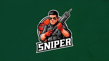 Wall Mural - Shooter Mascot Logo - Sniper Character Design