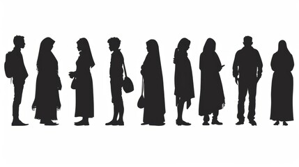 Multicultural people silhouettes with different religions