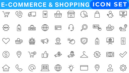 Poster - Shopping icons set. E-commerce icon collection. Online shopping thin line icons. Shop icons vector