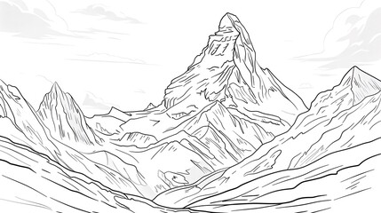mountain, gold, graphic, outline, peak, hill, art, illustration, banner, black, design, line, nature, vector, background, landscape, travel, view, contour, curve, doodle, earth, emblem, extreme, grid,