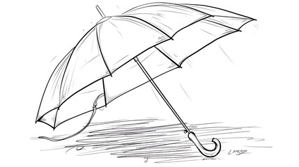 umbrella, illustration, isolated, vector, protection, rain, weather, drawing, parasol, concept, fashion, object, doodle, open, protect, sketch, shelter, handle, black, icon, line, line art, white back