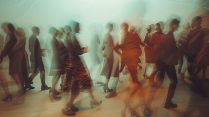 the dance floor is a blur of motion with couples moving in perfect harmony their spins representing 